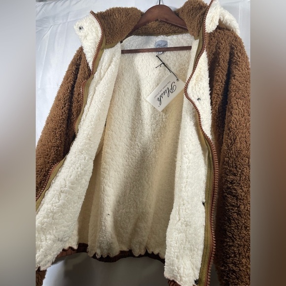 REVOLVE x Plush Sherpa Full Zip Jacket Womens Removable Hood Outerwear Sz Large - Picture 10 of 13